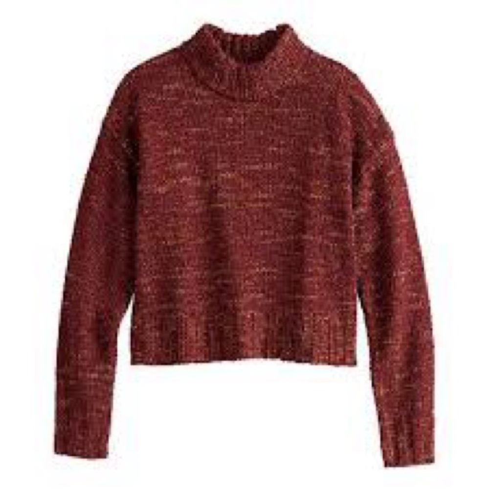 SO! Cropped Mockneck Spacedye Sweater Size: Juniors: XL